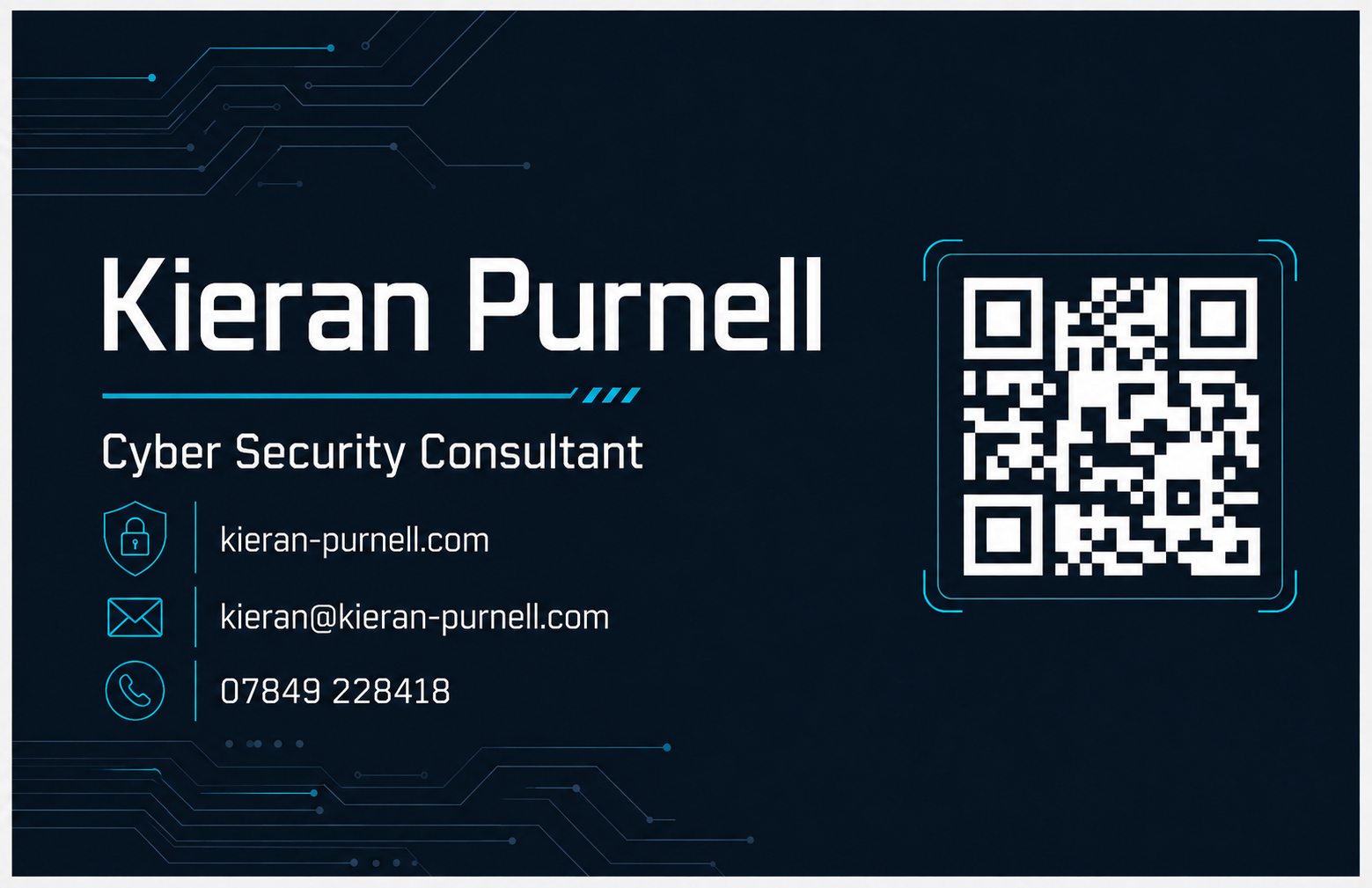 Kieran Purnell, Cyber Security Consultant business card